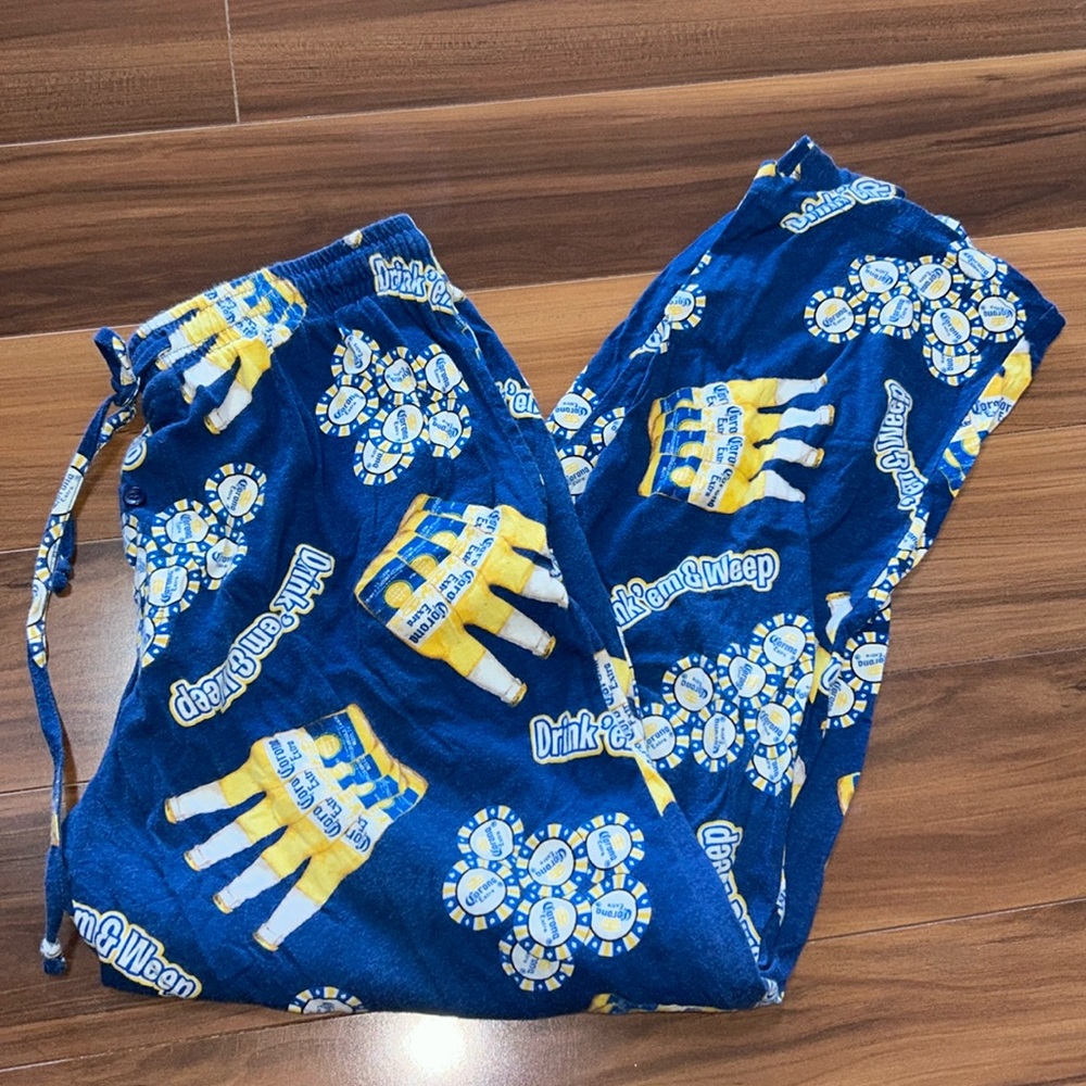 Medium men’s corona beer pajama pants with pockets cotton